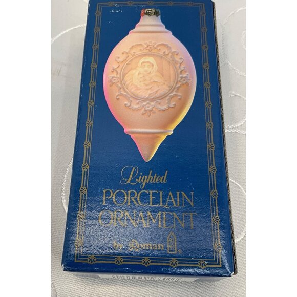 Porcelain Ornament By Roman 1982 Virgin Mary Relief Design White - Picture 1 of 5
